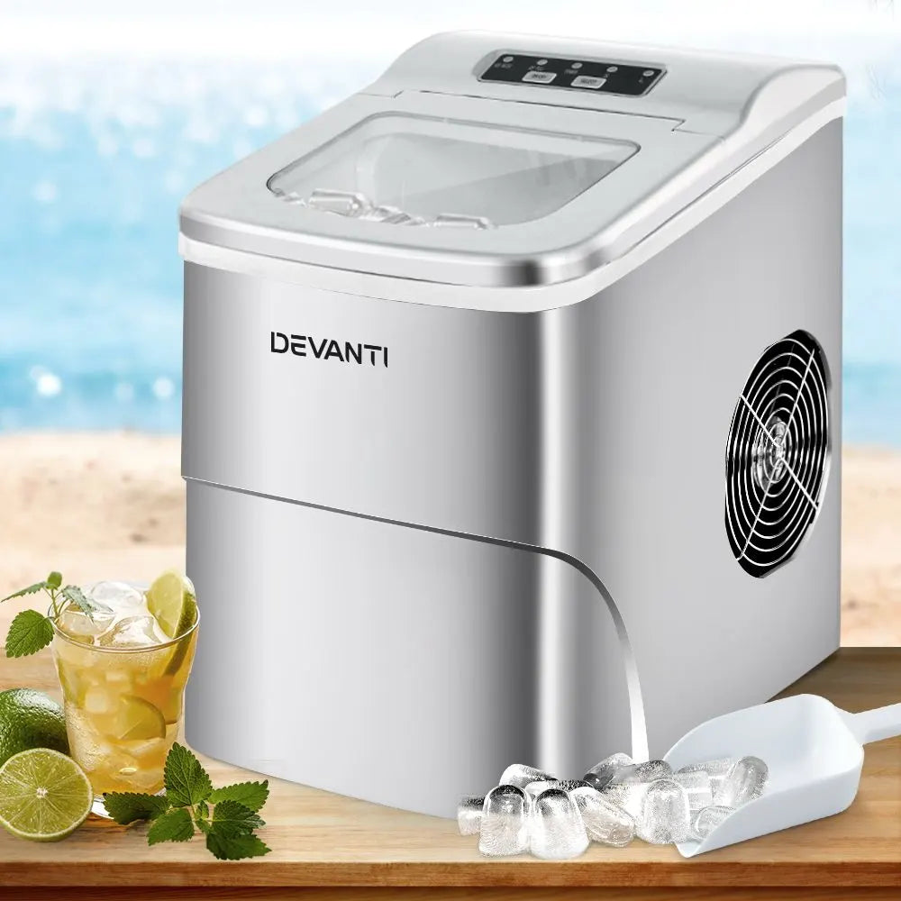 Devanti 12kg Ice Maker Machine Silver - Image 8