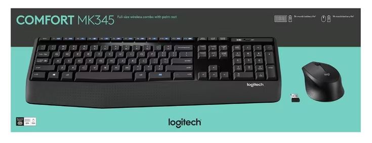 Logitech MK345 Wireless Keyboard Mouse Combo Full Size 12 Media Key Long Battery Life Comfortabl... - Image 4