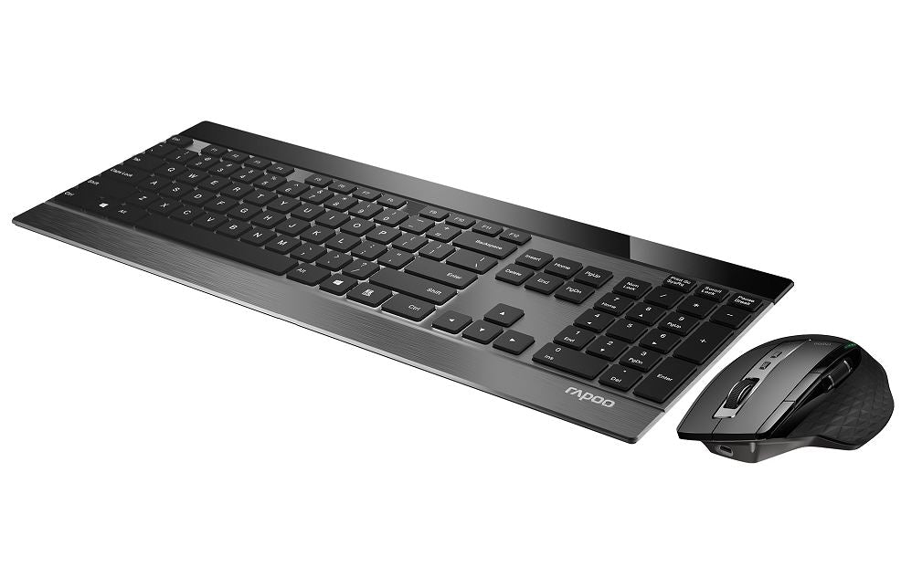 RAPOO 9900M Multi-mode Wireless Ultra-slim Keyboard Mouse - Bluetooth 4.0, 2.4G Multi-Mode Switch, Ultra-Slim Keys, Adjustable DPI