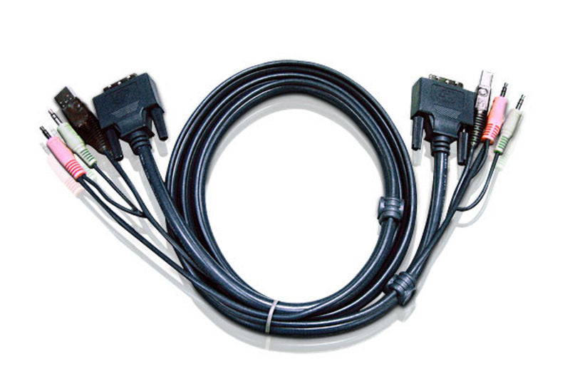 Aten KVM Cable 3m with DVI-D (Single Link) USB Audio to DVI-D (Single Link), USB Audio (LS) - K...