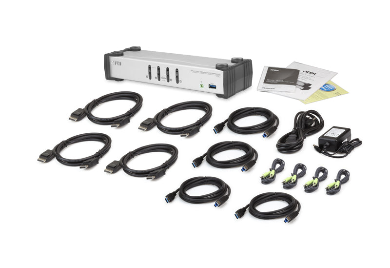 Aten Desktop KVMP Switch 4 Port Single Display DisplayPort w/ audio, Cables Included, 2x USB Port... - Image 4