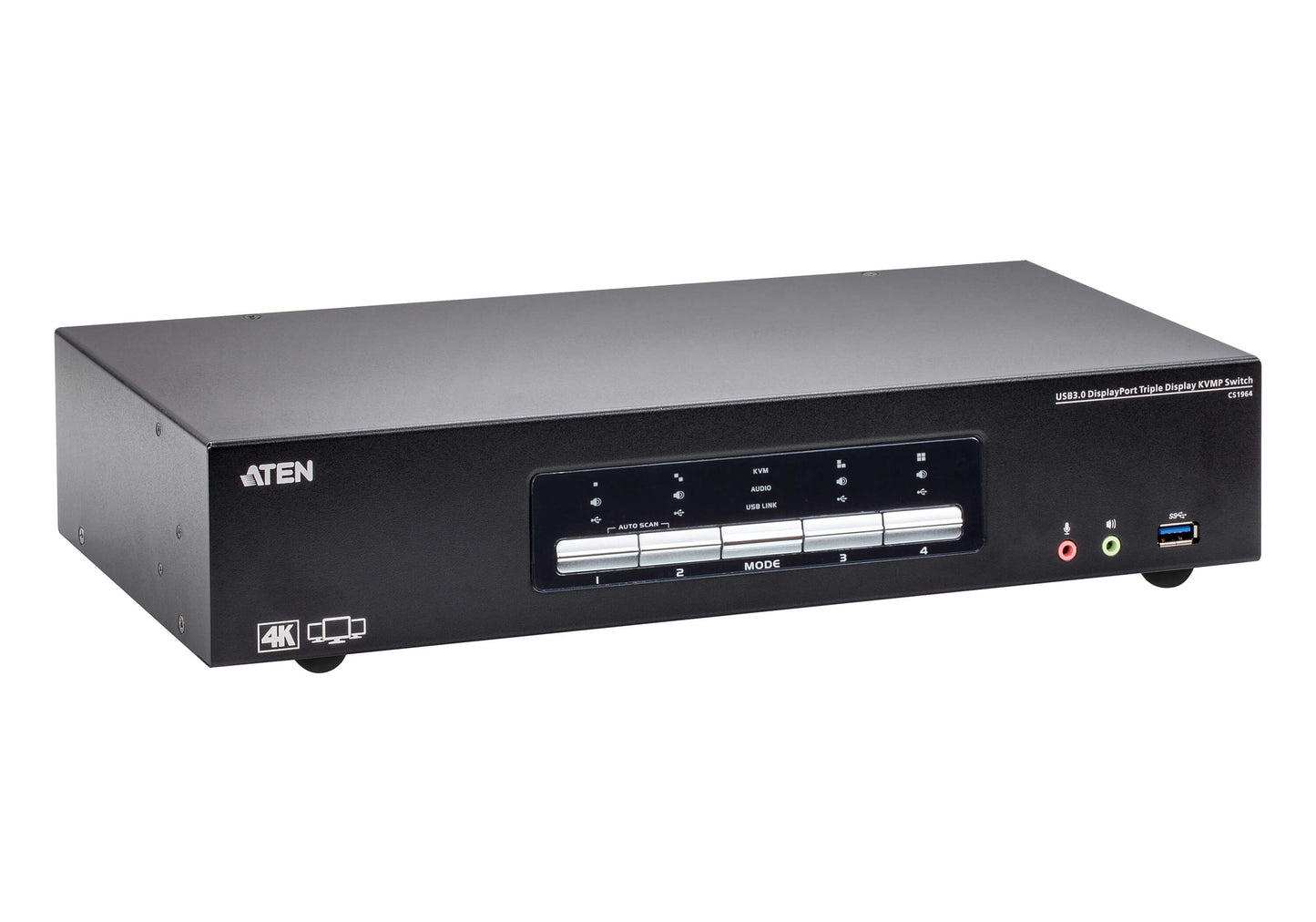 Aten Desktop KVMP Switch 4 Port Triple Display 4k DisplayPort w/ audio, Cables Included, 2x USB P... - Image 4