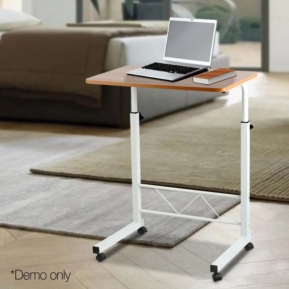 Artiss Laptop Desk Table Adjustable 60CM Light Wood - Image 9