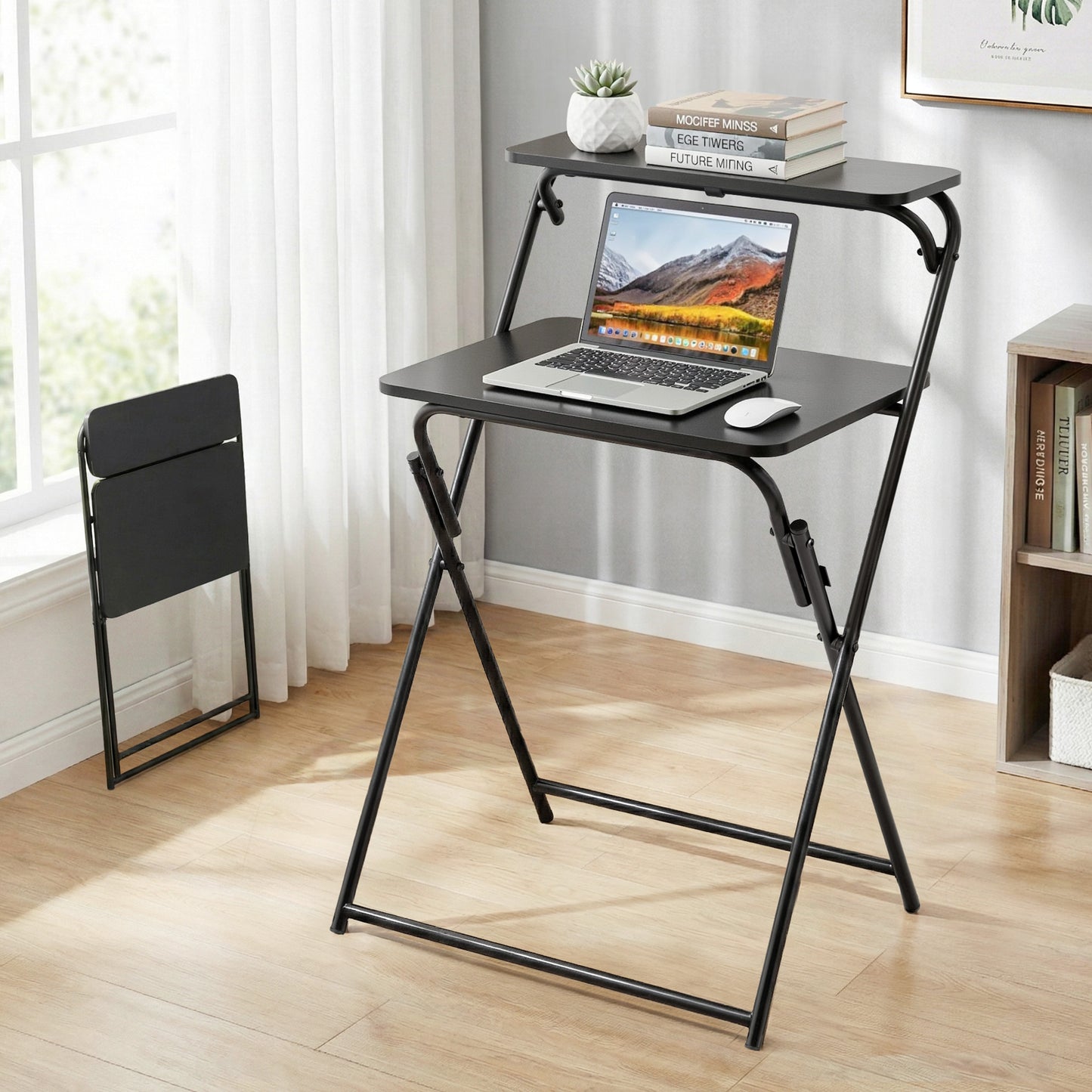 Artiss Laptop Desk Foldable Study Desk Home Office Black - Image 9