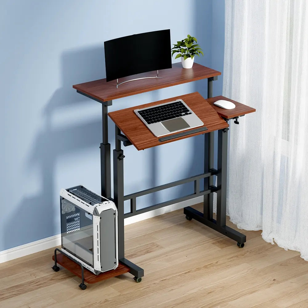 Artiss Laptop Desk Table Adjustable Dark Wood 80CM - Image 8