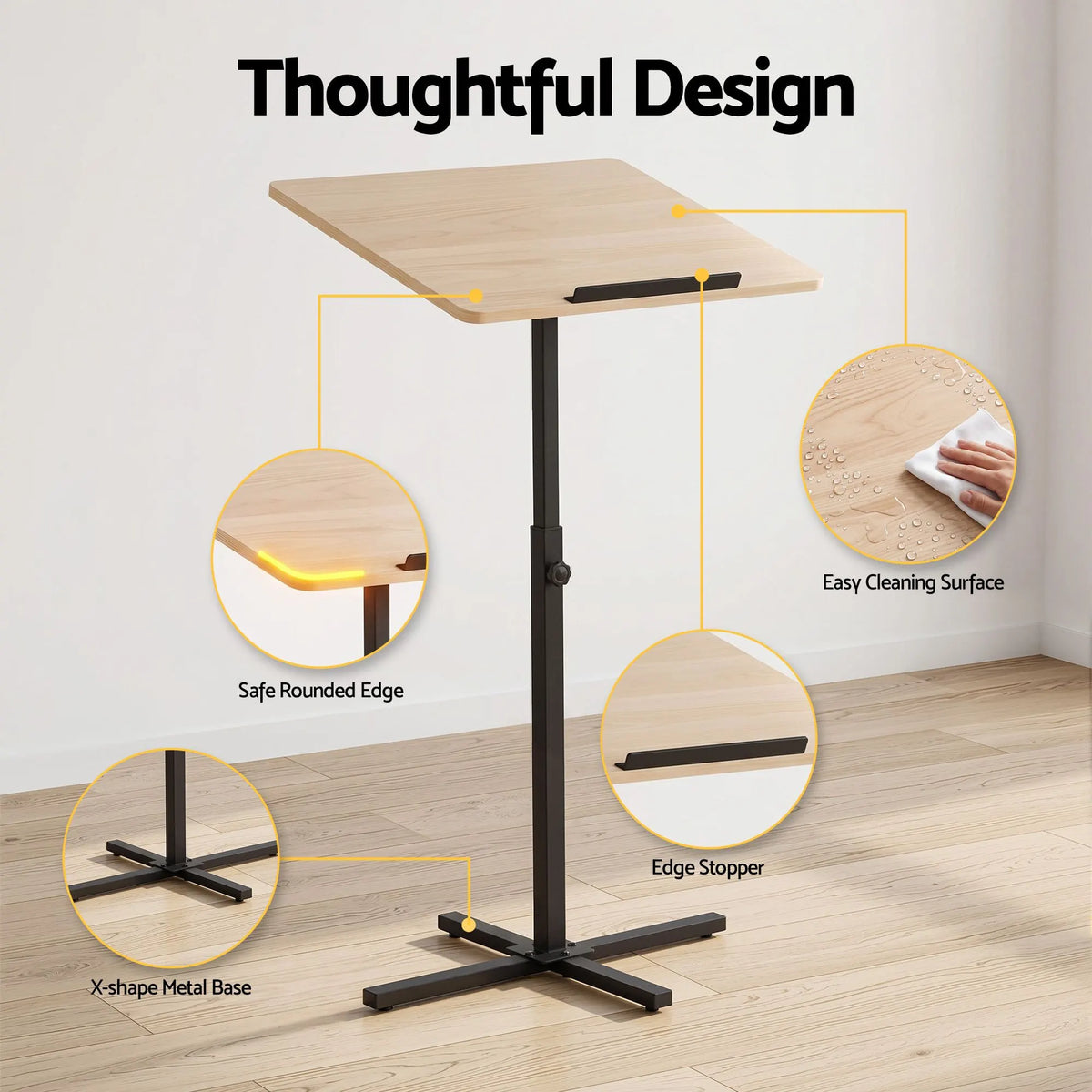Artiss Floor Podium Stand 78-127CM Height Adjustable Portable Laptop Desk - Image 9