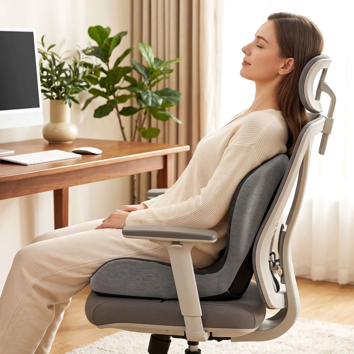 Artiss Ergonomic Seat Cushion with Lumbar Support for Office Chair, Memory Foam Coccyx and Lumbar Support Pad for Car Office Wheelchair Home - Image 9