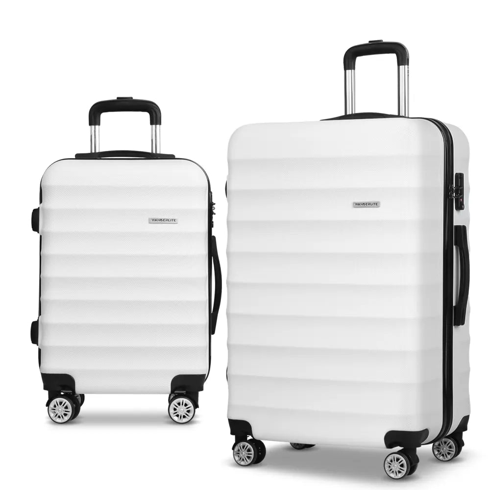 Wanderlite 2Set 20-28 Inch Luggage with TSA Lock Spinner Travel Suitcase Carry On Hard Shell Luggage Case White - Image 8
