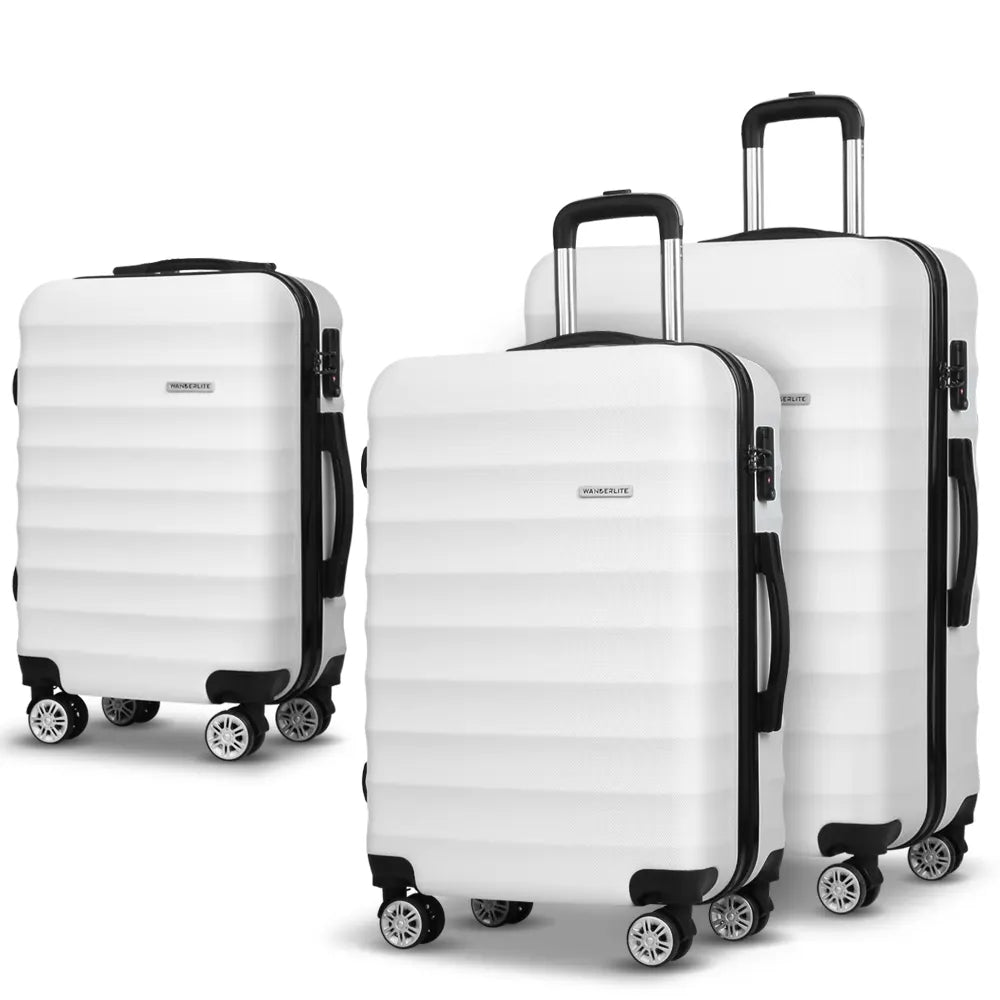 Wanderlite 3Set 20-24-28 Inch Luggage with TSA Lock Spinner Travel Suitcase Carry On Hard Shell Luggage Case White - Image 8