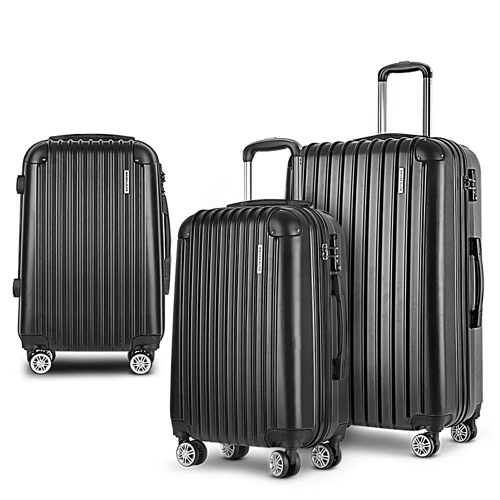 Wanderlite 3 Set Luggage 20-24-28 Inch with TSA Lock Spinner Hard Shell Travel Suitcase Luggage Organiser Case Black - Image 8