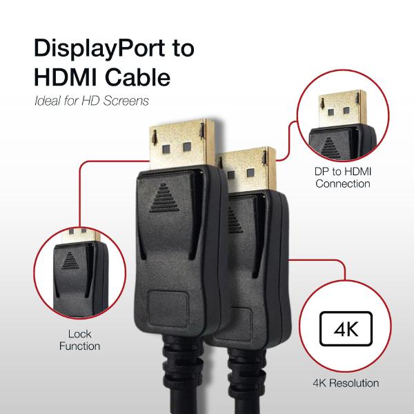 Shintaro 2m DisplayPort to HDMI Cable - 4K - Display Accessories - Image 3