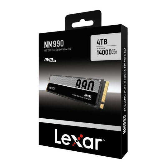Lexar 4TB NM990 M.2 2280 PCIe Gen 5x4 NVMe SSD up to 14500MB/s read, 11000MB/s write, Five-year l...