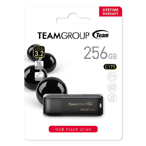 Team Group C175 USB 3.2 G1 Flash Drive 256GB, Read (Max) 100MB/s Black