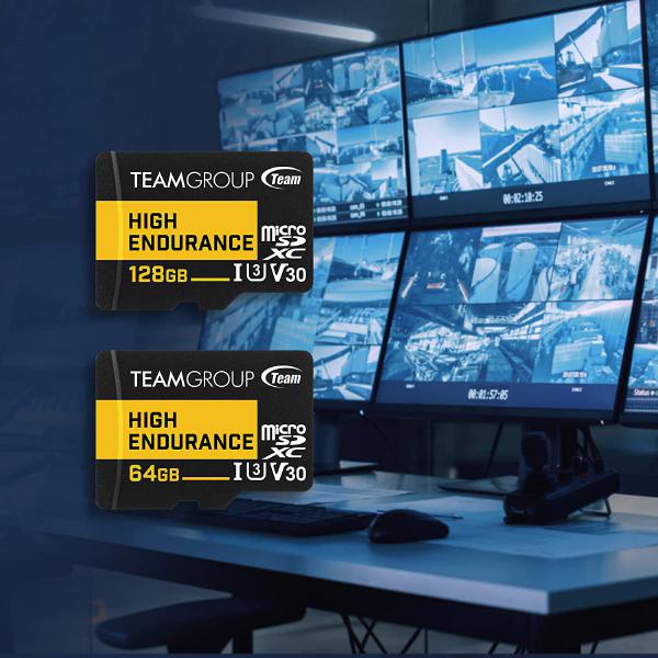 Team Group HIGH ENDURANCE 128GB Micro SDXC UHS-I U3 V30 4K 100MB/s(Designed for Monitoring) Stable Durable Long Lasting Flash Memory Card for Security