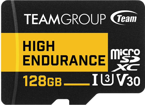 Team Group HIGH ENDURANCE 128GB Micro SDXC UHS-I U3 V30 4K 100MB/s(Designed for Monitoring) Stable Durable Long Lasting Flash Memory Card for Security