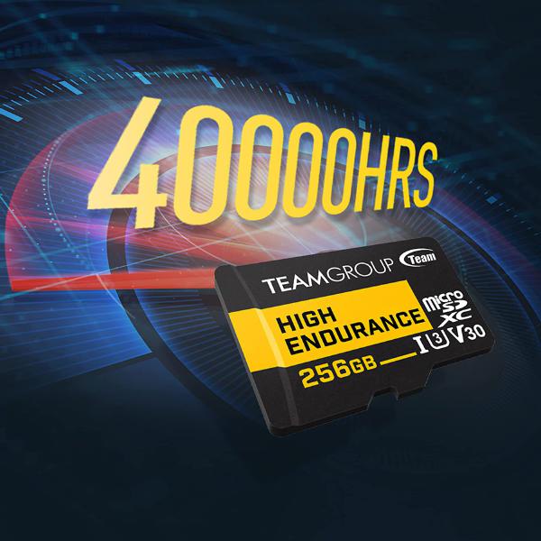 Team Group HIGH ENDURANCE 256GB Micro SDXC UHS-I U3 V30 4K 100MB/s(Designed for Monitoring) Stable Durable Long Lasting Flash Memory Card for Security