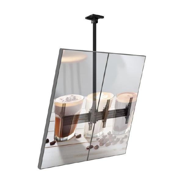 Atdec 2x1 ceiling menu board mount, portrait/smaller displays, single pole, 1.25m rail, tilting a...