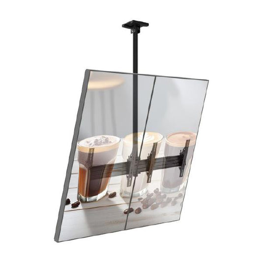 Atdec 2x1 ceiling menu board mount, portrait/smaller displays, single pole, 1.25m rail, tilting a...