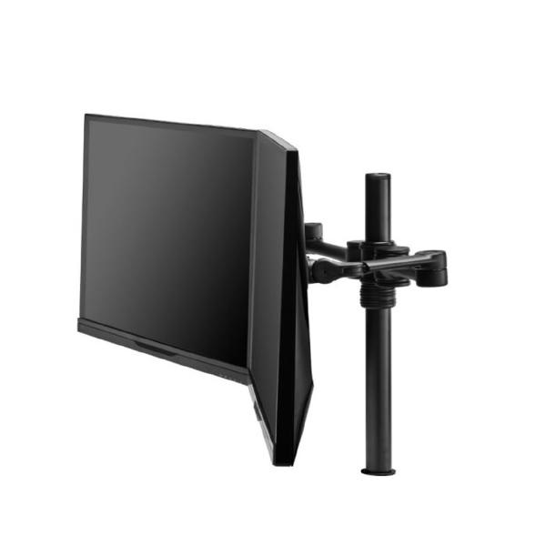 Atdec Dual Monitor Swing Arms Mount on Post. Up to 32", Max load: 8kg (flat), 5.5kg (curved), Bolt-Through and F-Clamp, VESA up to 100x100. Black.