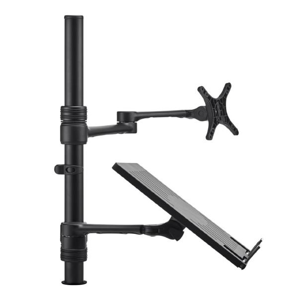 Atdec Notebook-Monitor Combo Mount on Post. Max load: 8kg (Flat), 5.5kg (curved). Up to 32" scree... - Image 2