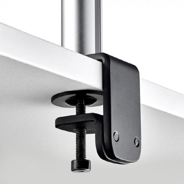Atdec Dual Monitor Mount Independant Swing Arms on Post. Up to 32", Max load: 8kg (flat), 5.5kg (curved), Bolt-Through and F-Clamp. Silver