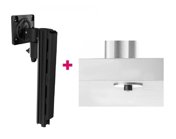 Atdec AWMS-1340 130mm Arm on 400mm Post. 12kg Flat Screens, 10kg Curved Screens, Bolt-Through Desk Fixing, Black