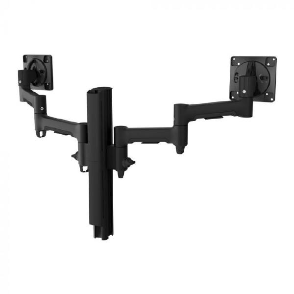 Atdec AWMS-2-4640 Dual Monitor Swing Arms on 400mm Post. Max Load: 12kg (flat), 10kg (curved), F-Clamp Desk Fixing, VESA up to 100x100. Black.