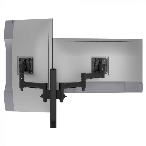 Atdec AWMS-2-4640 Dual Monitor Swing Arms on 400mm Post. Max Load: 12kg (flat), 10kg (curved), F-Clamp Desk Fixing, VESA up to 100x100. Black.