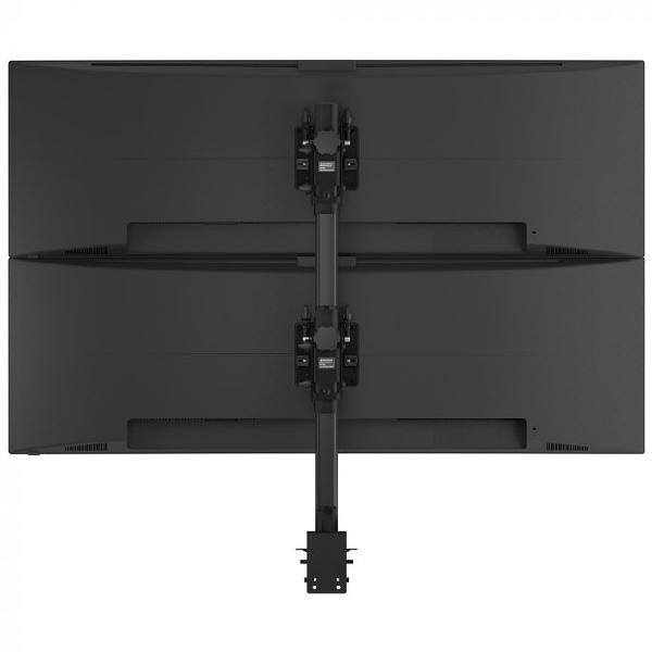 Atdec AWMS-2-BT75 Super Heavy Duty Dual Vertical Monitor Mount. Max Load Per Display: 25kg (flat), 18kg (curved), Heavy-Duty F-Clamp. Black