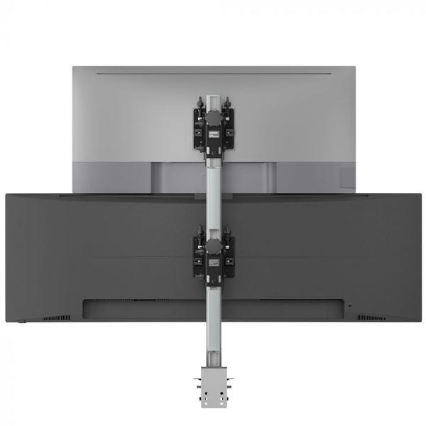 Atdec AWMS-2-BT75 Super Heavy Duty Dual Vertical Monitor Mount. Max Load Per Display: 25kg (flat), 18kg (curved), Heavy-Duty F-Clamp. Black