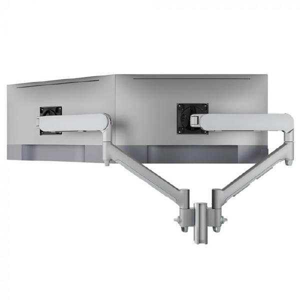 Atdec AWMS-2-D13 Dual Dynamic Monitor Arms on 135mm Post. Max Load: 8kg, F-Clamp Desk Fixing VESA up to 100x100. Silver.