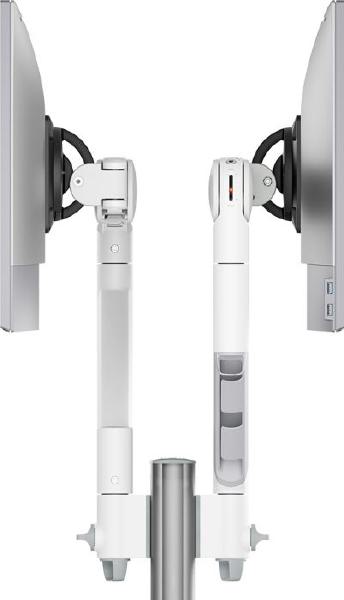Atdec AWMS-2-D13 Dual Dynamic Monitor Arms on 135mm Post. Max Load: 8kg, F-Clamp Desk Fixing VESA up to 100x100. Silver.