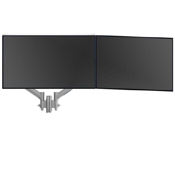 Atdec AWMS-2-D13 Dual Dynamic Monitor Arms on 135mm Post. Max Load: 8kg, F-Clamp Desk Fixing VESA up to 100x100. Silver.