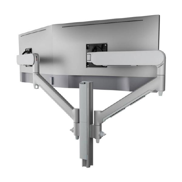 Atdec AWMS-2-D40 Dual Dynamic Monitor Arms on 400mm Post. Max Load: 8kg, Grommet Clamp Desk Fixing, VESA up to 100x100. Silver.