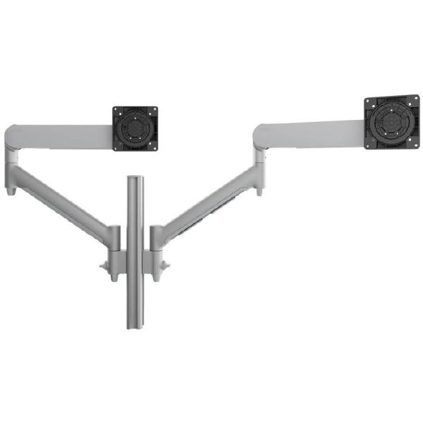 Atdec AWMS-2-D40 Dual Dynamic Monitor Arms on 400mm Post. Max Load: 8kg, Grommet Clamp Desk Fixing, VESA up to 100x100. Silver.