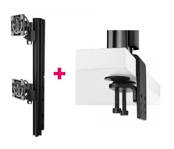 Atdec AWMS-2-LTHT75 Heavy Duty Dual Mount with 750mm Post. 18kg Flat Screens, 12kg Curved Screens...