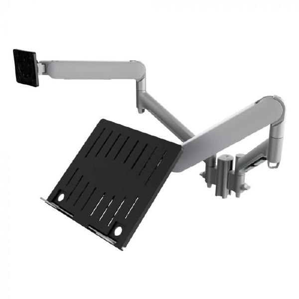 Atdec AWMS-2-ND13 Laptop-Monitor Combo Mount on 135mm Post. Max Load: 8kg, C-Clamp Desk Fixing, VESA up to 100x100. Silver