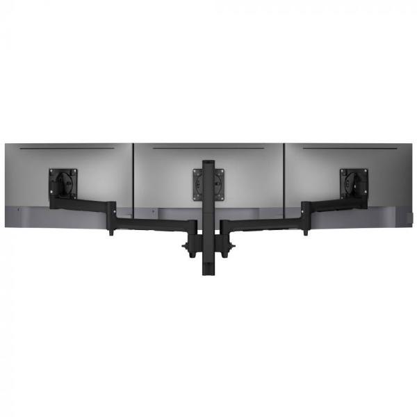 Atdec AWMS-3-13714 Triple Monitor Arms + 400mm Post / 12kg (26.5lb) Flat Screens, 10kg (22lb) Curved Screens + C Clamp Desk Fixing, Black