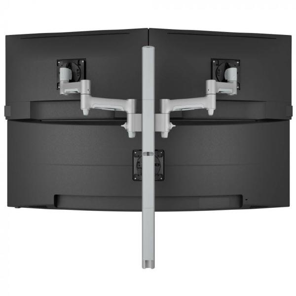 Atdec AWMS-3-TH467 Triple Monitor "Stack" Desk Mount and Heavy-Duty F Clamp Desk Fixing, Silver