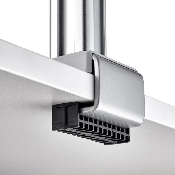 Atdec AWMS-4640 Single 460mm Monitor Arm + 400mm Post / 12kg (26.5lb) Flat Screen, 10kg (22lb) Curved Screen + C Clamp Desk Fixing, Silver