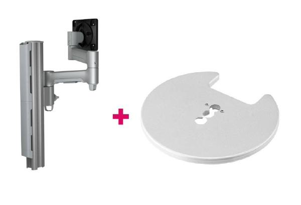 Atdec AWMS-4640 Single 460mm Monitor Arm + 400mm Post / 12kg (26.5lb) Flat Screen, 10kg (22lb) Curved Screen + Grommet Clamp Desk Fixing, Silver