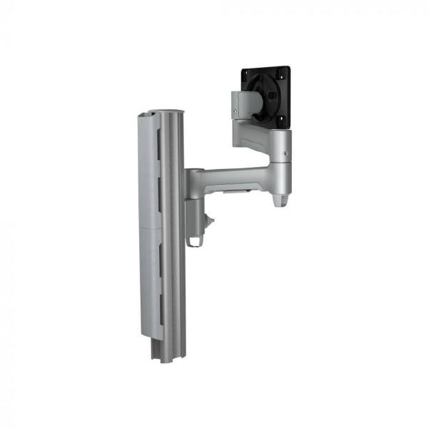 Atdec AWMS-4640 Single 460mm Monitor Arm + 400mm Post / 12kg (26.5lb) Flat Screen, 10kg (22lb) Curved Screen + Heavy-Duty F Clamp Desk Fixing, Silver