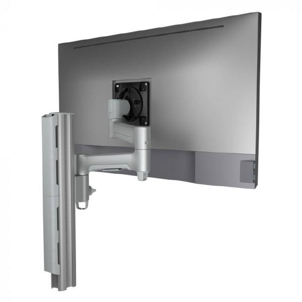 Atdec AWMS-4640 Single 460mm Monitor Arm + 400mm Post / 12kg (26.5lb) Flat Screen, 10kg (22lb) Curved Screen + Heavy-Duty F Clamp Desk Fixing, Silver