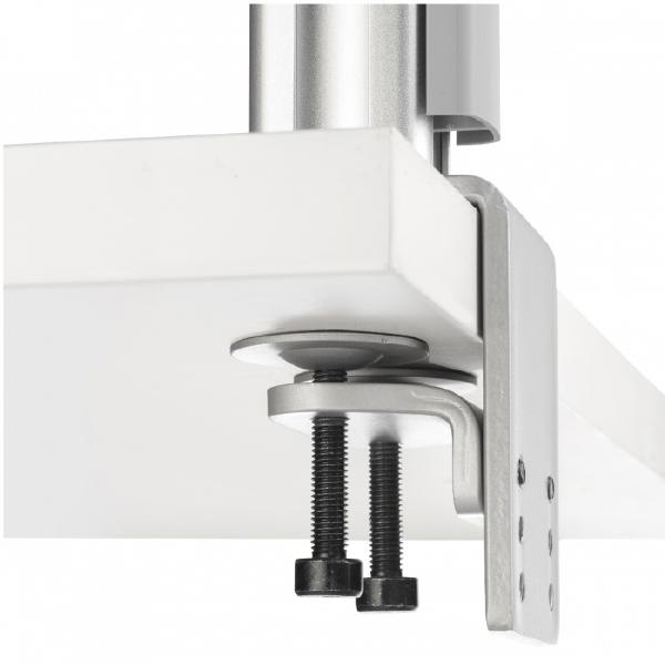 Atdec AWMS-4640 Single 460mm Monitor Arm + 400mm Post / 12kg (26.5lb) Flat Screen, 10kg (22lb) Curved Screen + Heavy-Duty F Clamp Desk Fixing, Silver