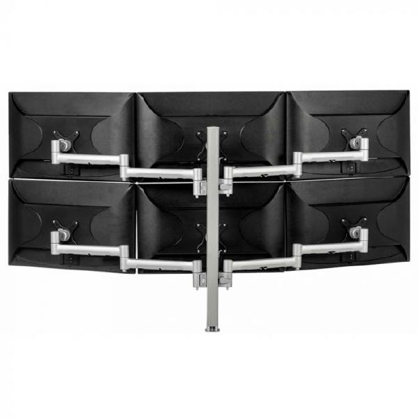 Atdec AWMS-6-13717 Hex Monitor Mount + 750mm Post / 12kg (26.5lb) Flat Screens, 10kg (22lb) Curved Screens + Grommet Clamp Desk Fixing, Silver