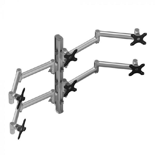 Atdec AWMS-6-13717 Hex Monitor Mount + 750mm Post / 12kg (26.5lb) Flat Screens, 10kg (22lb) Curved Screens + Heavy-Duty F Clamp Desk Fixing, Silver