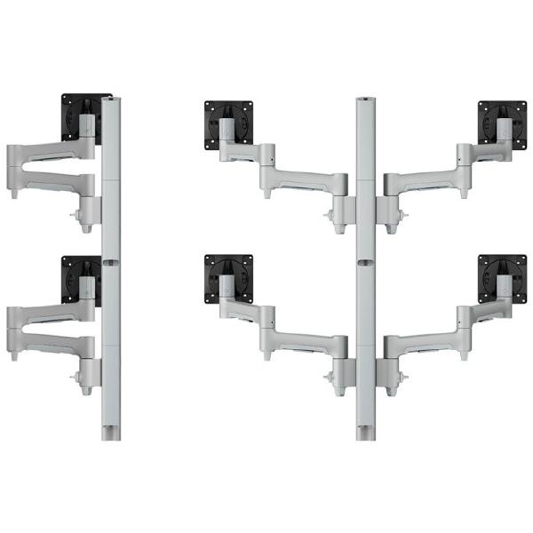 Atdec AWMS-6-46275 Hex Mount With Two Posts, Heavy Duty F-Clamp, Silver