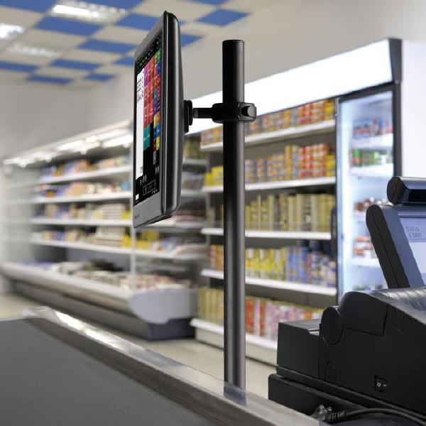 Atdec Spacedec POS Display Pole 750mm long 42mm diameter pole with two display heads. Max load: 12kg. VESA up to 100x100