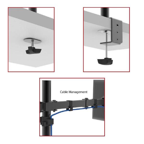 Shintaro Dual Monitor Mount for 10"-27" Screen, Articulated Arms, F-Clamp & Bolt, 360 Rotation, 1... - Image 3