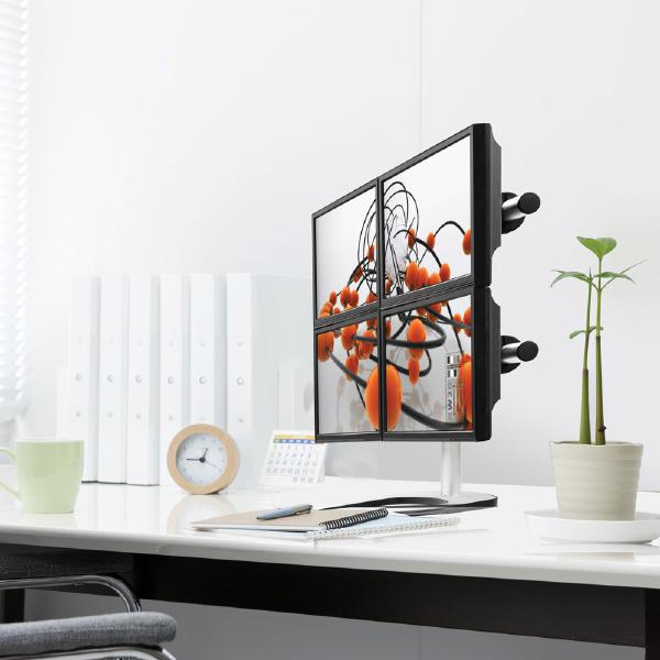 Atdec Visidec Focus Display Accessory Arm Quad/Triple Displays, Freestanding Mount 24" - 32" Polished Silver